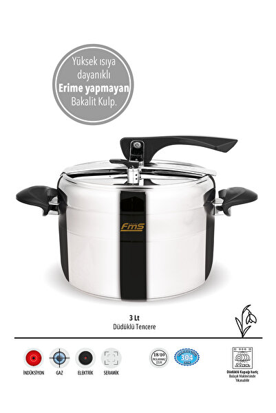 FMS Classic Black Whistling Pot |   Safe Pressure System |   7 Lt |   18/10 S...