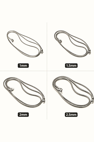 Otto Man Steel Jewelry Erkek Çelik Kolye İtalyan Yılan Snake Model 2.5mm İnce...