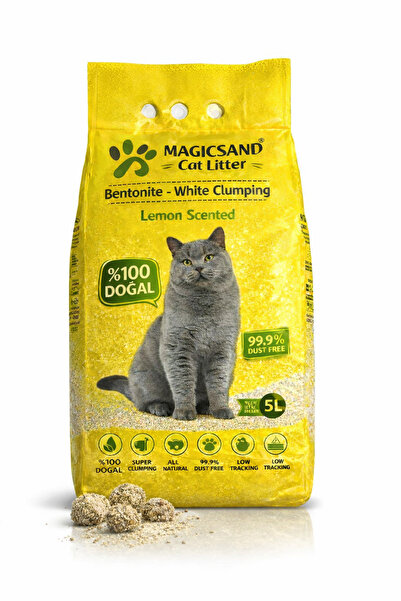 magicsand Limon Kokulu İnce taneli Kedi kumu Bentonit 5 Lt