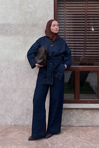 LOCCO Set de blugi cu detaliu de buzunar pentru femei, cu legături în talie, ...