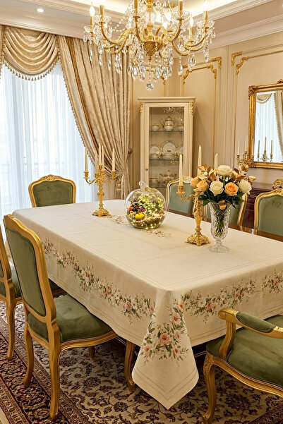 Çt Çeyizci Tekstil Stolnjak, krem boje, digitalno štampani, jednostruki stoln...