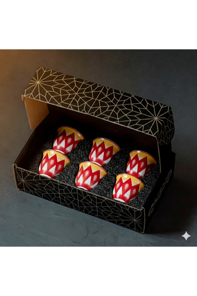 KB طقم أكواب قهوة عربية من السيراميك مكون من 6 قطع، سعة 70 مل، طقم هدايا رمضا...