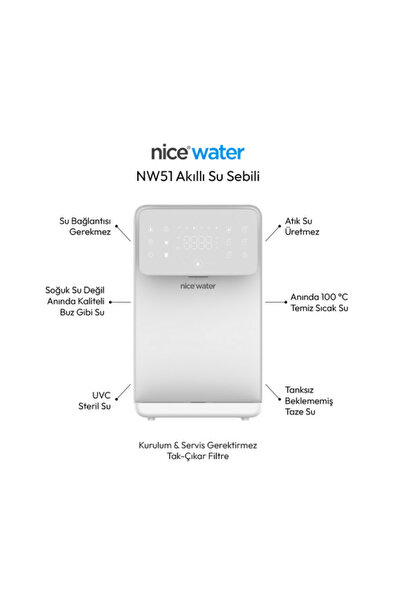 NİCE NİCEWATER NW51 (SICAK-SOĞUK-ILIK) YENİ NESİL AKILLI TEZGAH ÜSTÜ SU ARITM...