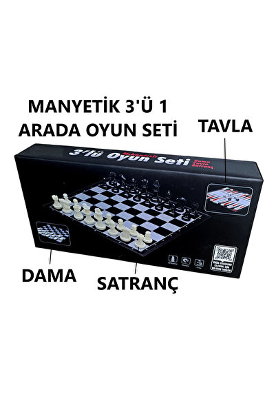 Brother Toys 3'lü Manyetik Oyun Seti - Satranç - Tavla - Dama 3'ü 1 Arada Set
