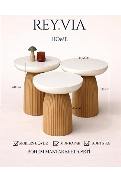 BRBSTORE ÜÇLÜ BOHEM MANTAR SEHPA