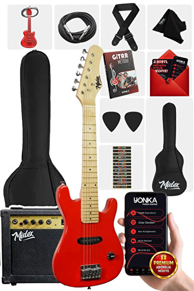 Midex Ceg-30rd 4-6 Yaş Çocuklar Için Amfili Full 1/4 30 Inç Elektro Gitar Set...