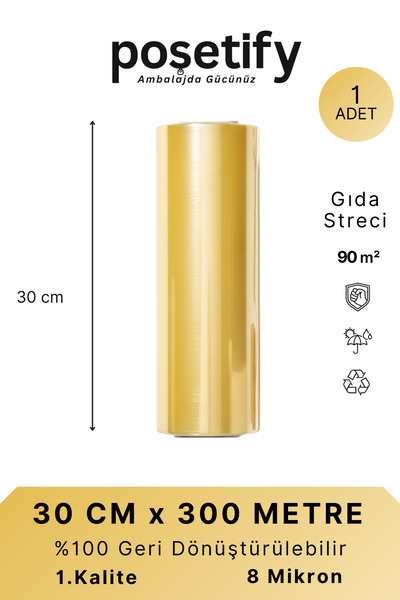 POŞETİFY Stretch Film 30 cm X 300 Meters |   8 Microns |   Food and Packaging...