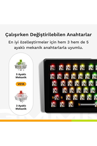 Glorious Gmmk3 %75 Mekanik Modüler Türkçe Siyah Oyuncu Klavyesi