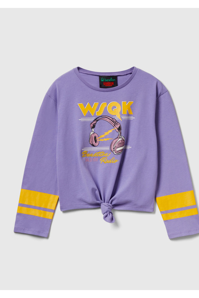 United Colors of Benetton Κοριτσίστικο μπλουζάκι λιλά 100% βαμβακερό Stranger...