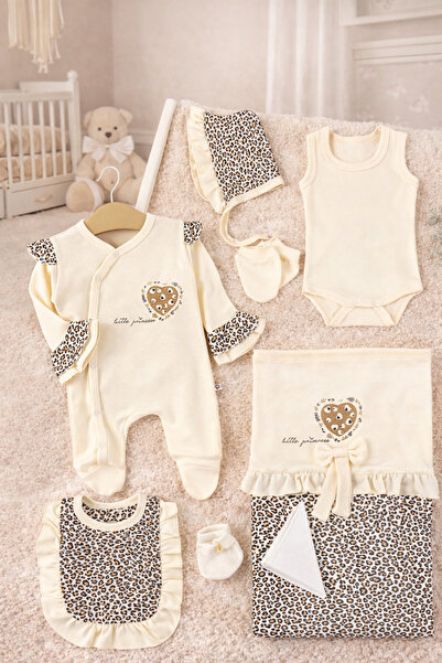 tinitins Newborn Baby Girl 8-Piece Leopard Patterned Set-Hospital Output
