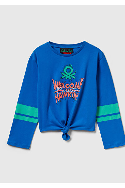 United Colors of Benetton Κοριτσίστικο μπλουζάκι μπλε 100% βαμβακερό Stranger...