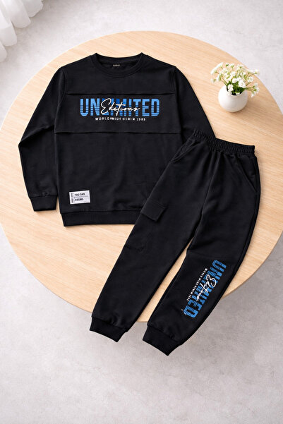 nazarbebe UNLIMITED Печатен комплект спортен екип за момчета 11-14 години – D...