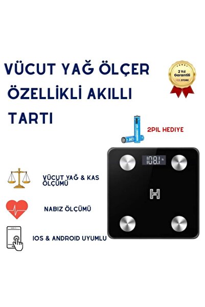 Genel Markalar Telefon Ile Uyumlu Akıllı Yağ/kas Ölçer Fonksiyonlu Vücut Anal...