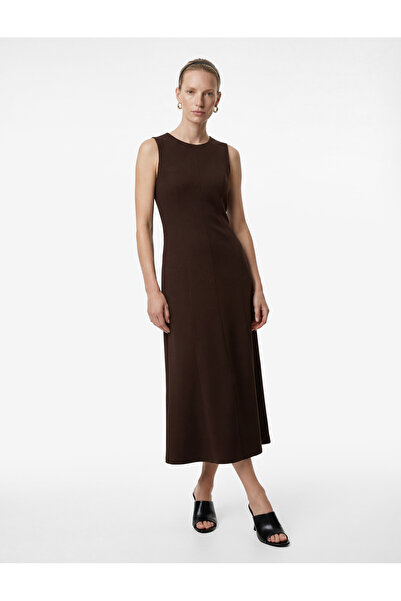 Koton Crew Neck Sleeveless Midi Flared Dress