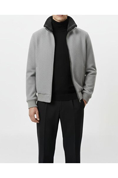 TerziAdemAltun معطف جلدي على الطراز الإيطالي مزود بـ قصة ضيقة سحابات وياقة من...