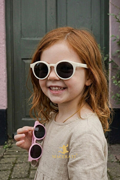 MACERATİ نظارات شمسية Petta للجنسين كريمية مستديرة للأطفال بعمر 0-10 سنوات Uv400