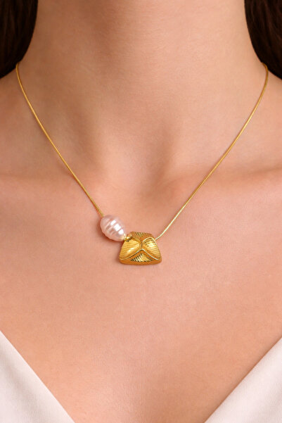 Melisa Takı & Aksesuar Leaf Necklace with Pearls