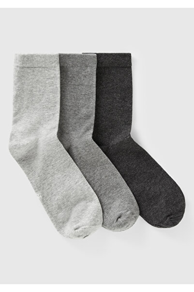 United Colors of Benetton جوارب 3 قطع للجنسين باللون الرمادي-أنثراسيت-الأسود