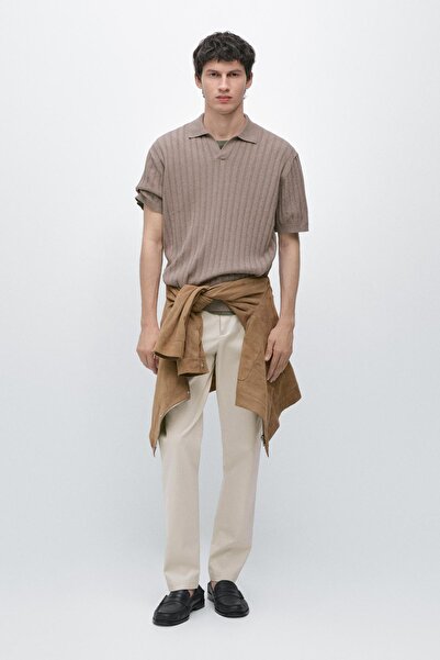 Massimo Dutti Pamuk karışımlı triko polo yaka kazak