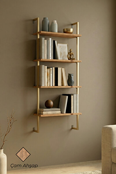 Euromob 60x20 cm, 4 Raflı Kitaplık | Duvar Rafı & Mutfak, Banyo, Organizer, G...