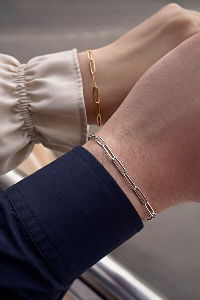 Tixy Pixy 316L Stainless Steel Paperclip Chain 2-Piece Bracelet – Lover's Bra...