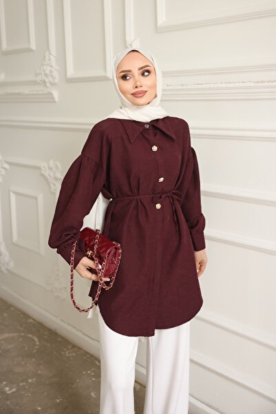 İmajButik Πουκάμισο Βουργουνδίας με λεπτομέρεια από Με σχέδιο κλωστές