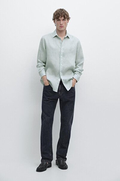Massimo Dutti %100 keten regular fit gömlek