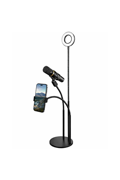 Coverzone 3in1 Youtube Set Cep Telefonu & Mikrofon Tutucu Ve Selfie Işığı