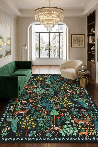 Chilai Home Forest Makinede Yıkanabilir Kaymaz Taban Leke Tutmaz Dijital Salon Halısı Mutfak Halısı ve Yolluk