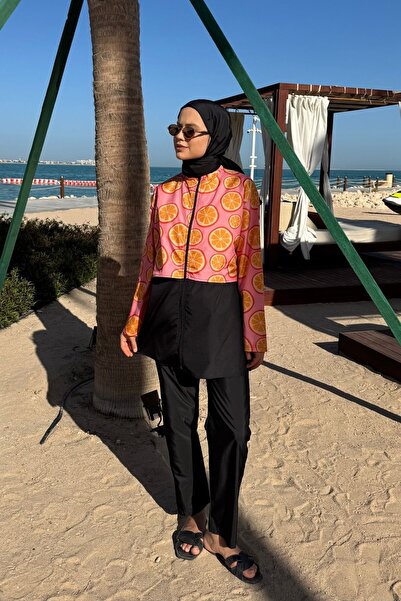 lurex moda Doha Parachute Fabric 3-Piece Fully Covered Hijab Swimsuit