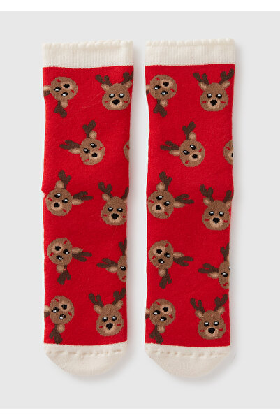 United Colors of Benetton Boy's Red Patterned Booties Socks