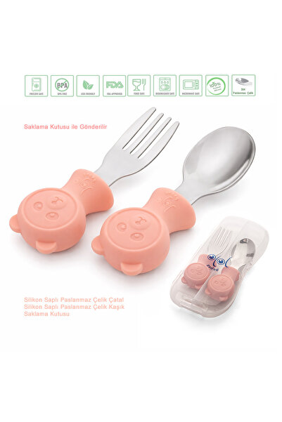jojobebek Premium Çocuk BPA Free Kaliteli Silikon Saplı Paslanmaz Çelik Uçlu ...