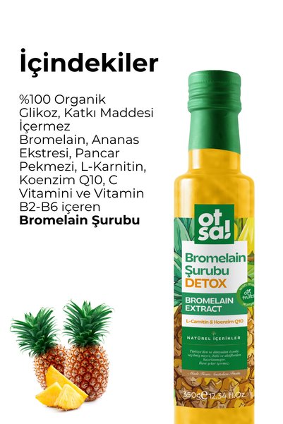 Otsa Bromelain Şurubu Ananas Ekstresi Ve Koenzim Q10 Ile Zenginleştirilmiş Detoks Karışımı 350g