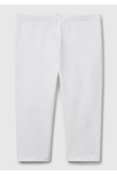 United Colors of Benetton Colanți Capri albi cu logo Benetton pentru fete