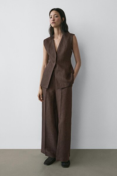 Massimo Dutti Keten klasik yelek