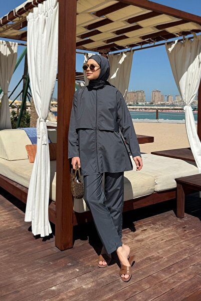 lurex moda Doha Parachute Fabric 3-Piece Fully Covered Hijab Swimsuit