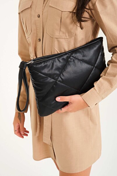 Simfa Kadın Premium Suni Deri Kapitoneli El Çantası / Clutch