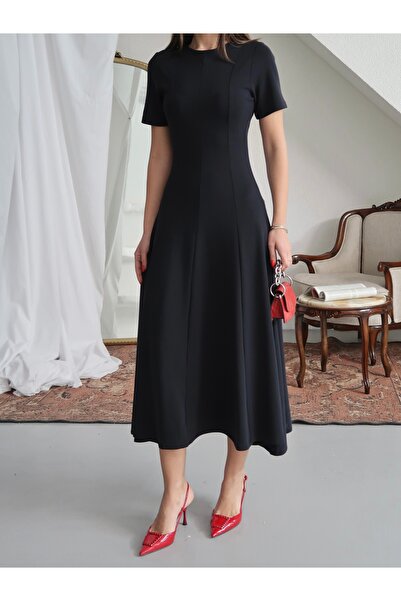 Paw Garage Kadın Çelik Interlok Kısa Kollu Gizli Fermuarlı Parçalı Elbise