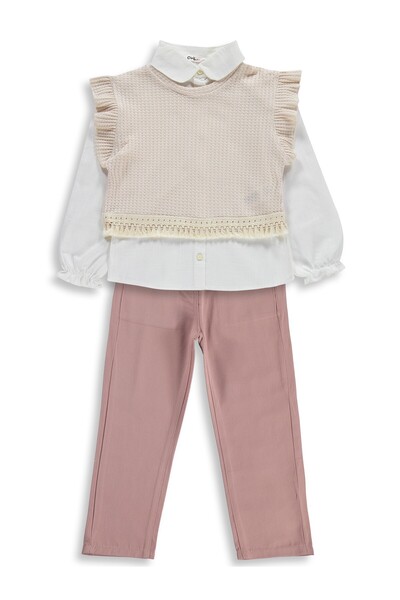 Civil Girls Комплект с набрани ръбове 6-9 години - бежов 6-7 години