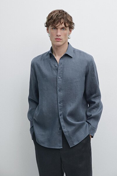 Massimo Dutti %100 keten slim fit gömlek