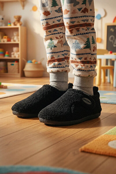 GEZER Dečije zimske papuče sa jednim čičkom, podesivim PVC đonom, za dom, ško...