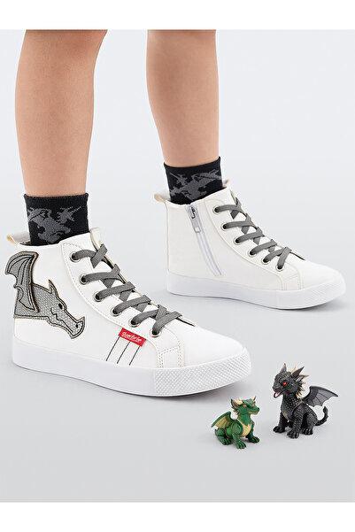 Denokids Pantofi sport albi pentru băiat Dragon