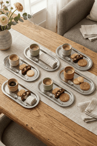 Sarkap Home 6'lı Silver Oval Sunumluk Metal Servis Tepsisi