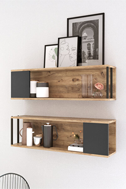Yurudesign Voyage Duvar Rafı Kitaplık Çam 2'li Set Vg18-a