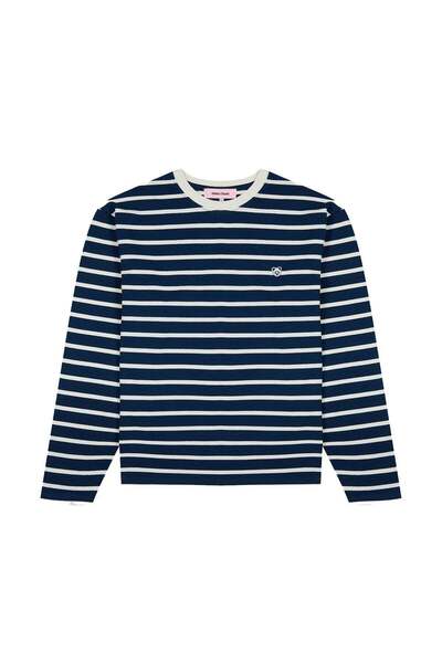 Reflect Studio Панда дълъг ръкав раирана тениска - тъмно синьо / екрю