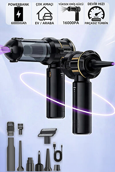 Mioji Mio 8 Plus 6000mAh Vacuum Cleaner 16000Pa Taşınabilir Araç ve Ev Mini Ş...