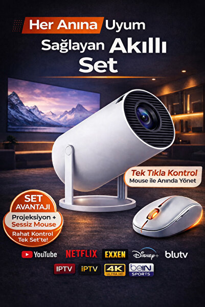 Zineets Taşınabilir Android Projeksiyon + Mouse Wifi Destekli Akıllı Sinema P...