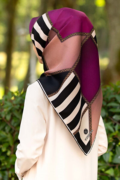 Vissona 100% Μετάξι Twill με Γεωμετρικό Σχέδιο Δαμασκηνί - Χρώμα Σολομού 90x9...