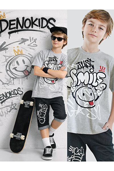 Denokids Σετ σορτς Capri T-shirt Just Smile Boy