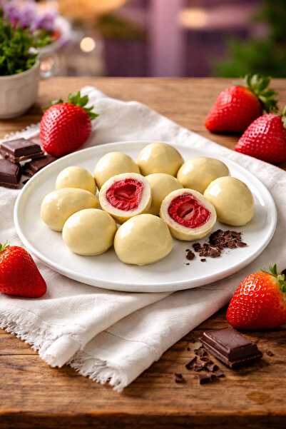 Beyaz Çikolatalı Çilek Draje - 100 Gr.